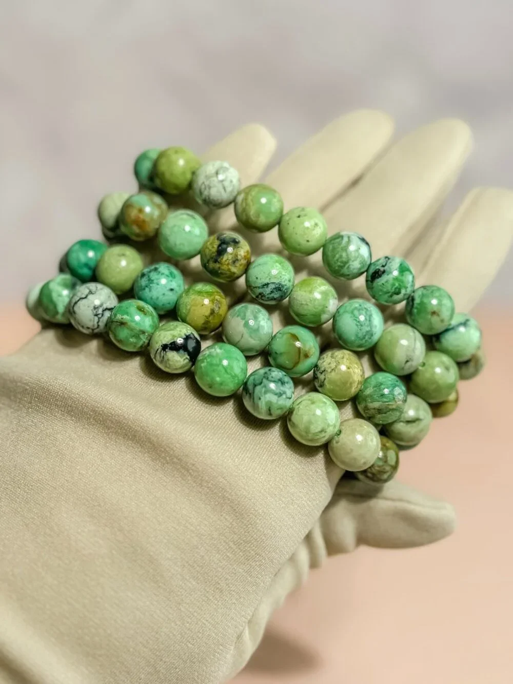 Variscite Beaded Bracelet (Bead size: 10mm)